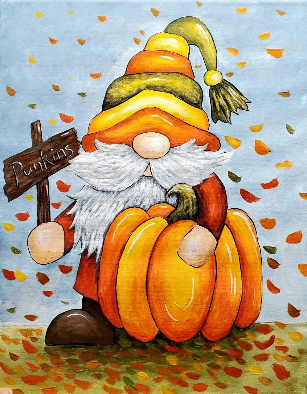 fall gnome with pumpkin